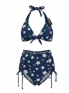 Hot Topic Coraline Bikini Swimsuit Set High Waist Bottom & Halter Top Size L